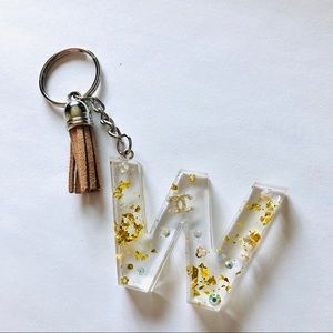 Monogram Resin Personalized letter W keychain